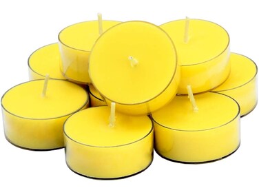 DEYBBY Aromatherapy Soy Wax Tea Candle, Lemon Scented Clear Cup Summer Candles Gift for Home 4 Hour Burn Time Smokeless&amp; Long Lasting Great for Bar, Dinner (Pack of 12)