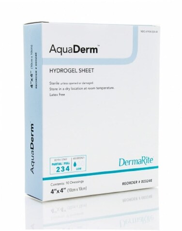 DermaRite 00324E AquaDerm Hydrogel Sheet, 10 Individually Packed Dressings