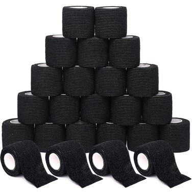 Self Adhesive Bandage Wrap Tattoo Grip Tape 2 inch x 5 Yards Cohesive Bandage Wrap Medical Wrap for Sports &amp; First Aid, Elastic Self Sticking Bandage Tape Vet Wrap for Dogs (2 Inch, 24-Black)