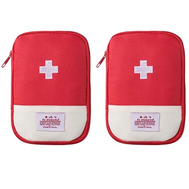 2 Pack Empty First Aid Kit Bag Mini First Aid Pouch Portable First Aid Bags Travel Medicine Pouches for Medical Kit Emergency Pill Organizer Box Outdoor Home Office Car Boat Camping Hiking