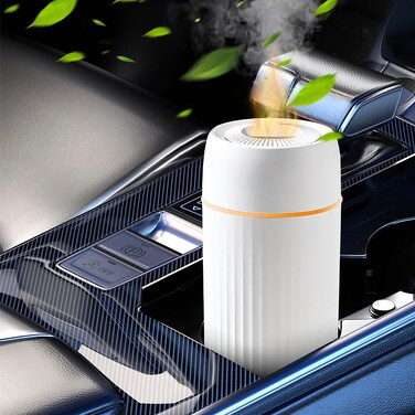 Car Humidifier Diffuser, 100ml Portable Aromatherapy Essential Oil Diffuser with 7 Color Light Car Air Freshener Diffuser, Waterless Auto-off, Quiet Cool Mist Humidifier for Car Home Office (White)