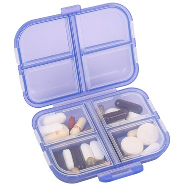 Travel Pill Organizer Small 8 Grid Compartments Pill Holder Box - Portable Medicine Container Case - Daily Weekly Medication Organizer