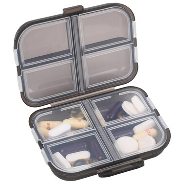 Travel Pill Organizer Small 8 Grid Compartments Pill Holder Box - Portable Medicine Container Case - Daily Weekly Medication Organizer