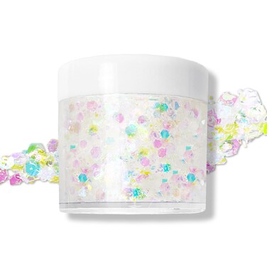 Clear White Glitter Gel for Body, Face, Hair and Lip, Color Changing Glitter Gel Under Light, Rave Mermaid Makeup Accessories (White)