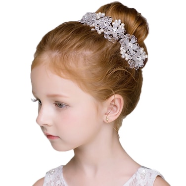 Beautiful Ballet Hair Accessories Flower Girl Headbands with Crystals, Pearls and Rhinestones-Perfect for Weddings, Performances, and Parties