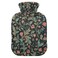 Retro Sage Green Red Floral Hot Water Bottle with Cover, 2Liter Soft Velvet Winter Warm Water Bag for Neck and Shoulder Pain Relief Period Cramps Bed Hand Feet Warmer