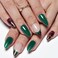 GLAMERMAID Green Press on Nails Medium Almond, Nude French Tip Crush Nails, Stiletto Fake Nails with French Design, Short Oval Stick Glue on Nails Tips for Women, Reusable Acrylic False Nail Kits
