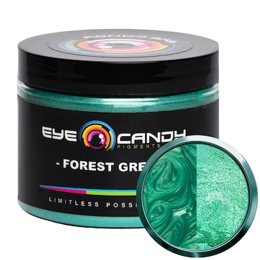 Eye Candy Pigments Premium Green Mica Powder - Forest Green (50gr) - for Epoxy, Resin, Soap, Paint, Woodworking, Acrylic Pouring, Bath Bombs, Fishing Lures - DIY Arts and Crafts Additive