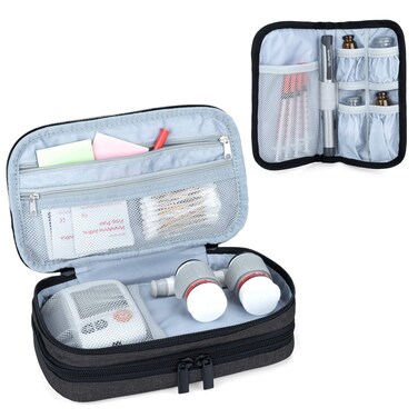 LUXJA Insulin Travel Case, Double Layer Insulin Bag for Insulin Pens, Glucose Meter and other Diabetic Supplies (Bag Only), Black