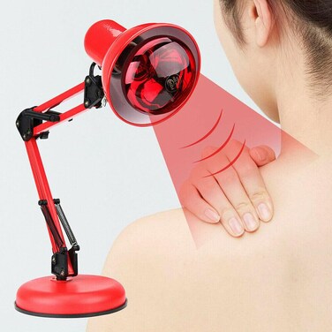 100W IR Infrared Heat Lamp Light Therapy Pain Relief Body Muscle Massage Infrared Red Heat Light Therapeutic Therapy Lamp Relieve Body Joint Pain Muscle Aches Portable Home USE