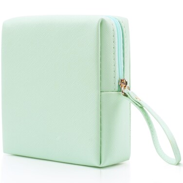 Sanitary Napkin Period bag for Women, Sanitary Napkin Storage Bag, PU Leather Sanitary Pad Bags Pounch, Portable Tampons Zipper Organizer Bag with Handle for Ladies