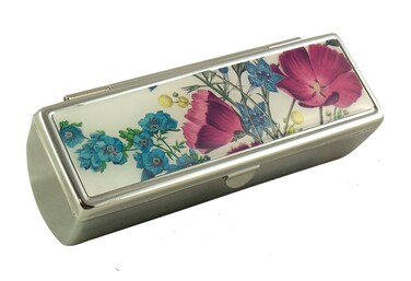 Houder Designer Lipstick Case with Mirror for Purse - Decorative Lipstick Holder with Gift Box - Velvet Lined - Protect Your Lipsticks in Style (Violets)