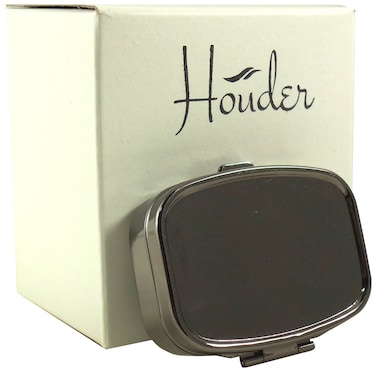Houder Classy Gray Metal Pill Box Decorative Pill Case with Gift Box - Carry Your Meds in Style (Rectangular)