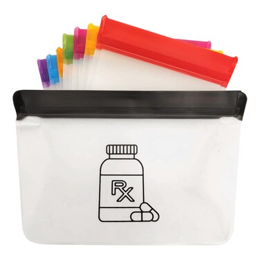 8 Piece Set Zipper Pill Pouch Organizers, Daily Purpose &amp; Travel, Color-Coded Vitamin &amp; Medicine Bags, Air tight Zip, Organize Small Items Bags
