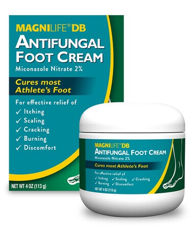 MagniLife DB Antifungal Foot Cream, Soothing Fast-Acting Relief of Itching, Scaling, Cracking, Burning &amp; Discomfort - Natural Moisturizing Anti-Fungal Cream with Miconazole Nitrate 2% - 4 oz