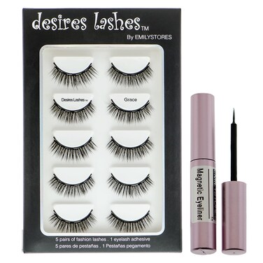 Magnetic Eyelashes Natural Magnet Faux-Lashes Multipack Kit 5Pairs, Grace