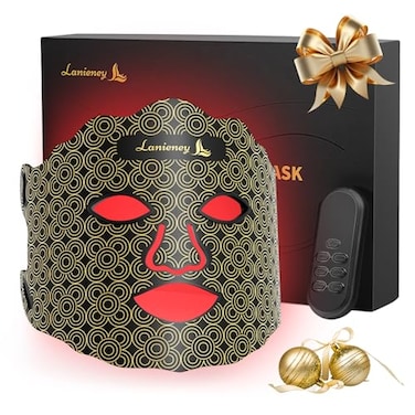 Red Light Therapy for Face, 7 Colors Red Light Therapy Mask with Near-Infrared 850nm, Timing Function, Rechargeable LED Face Mask for Home Skincare, Black