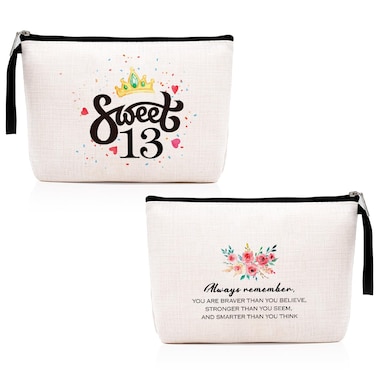 Hanamiya Na 13th Birthday Gifts for Girls-13th Birthday Sweet Thirteen -13 Years Old Girl Birthday Gift, Cosmetic Pouch, Travel Case, Makeup Bag for Girls