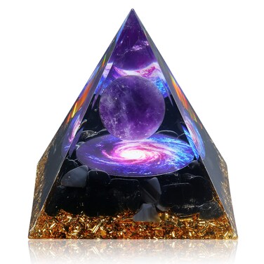 Hopeseed Orgone Pyramid for Positive Energy, Orgonite Amethyst&amp;Obsidian Healing Crystal Pyramids for Reduce Stress Chakra Reiki Healing Meditation Attracts Lucky and Success