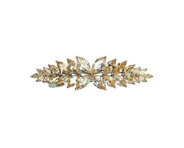 Faship Gorgeous Champagne CZ Crystal Floral Hair Barrette Clip