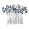 Faship Gorgeous Navy Blue Crystal Floral Hair Comb