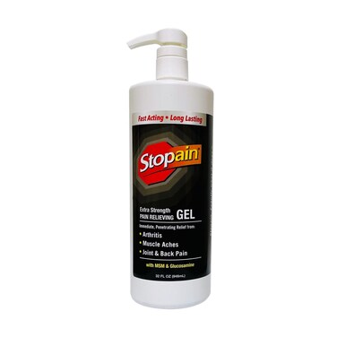 Stopain Pain Relief Gel 32oz, USA Made, Max Strength Fast Acting with Menthol, MSM, Glucosamine for Joint Pain, Back Pain, Arthritis, Knee, Neck Pain, HSA FSA Approved OTC Topical Analgesic Product