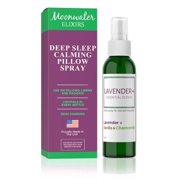 Lavender Sleep Spray for Pillows, Linens &amp; Pajamas. Natural Calming Lavender, Vanilla &amp; Chamomile Aromatherapy Mist + Amethyst &amp; Reiki Energy. Deep Sleep &amp; Bedtime Relaxation for Adults &amp; Kids 1x 4oz
