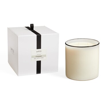 LAFCO New York Luxe 4-Wick Candle, Champagne - 86 oz - 200-Hour Burn Time - Reusable, Hand Blown Glass Vessel - Made in The USA