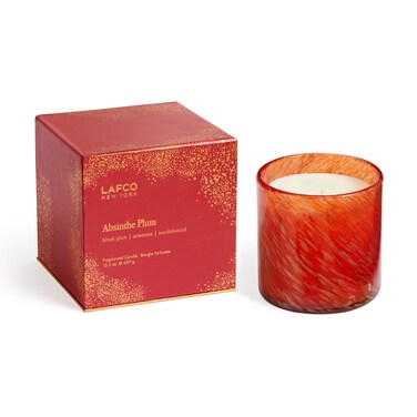 LAFCO New York 2024 Holiday Signature Candle, Absinthe Plum - 15.5 oz - 90-Hour Burn Time - Reusable, Hand Blown Glass Vessel - Made in The USA