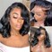 Bob Wig Human Hair 13x6 Lace Front Wigs 14 Inch Loose Body Wave HD Lace Frontal Wigs Glueless Wigs Human Hair Pre Plucked Wear and Go Short Bob Wigs for Black Women Natural Black Color