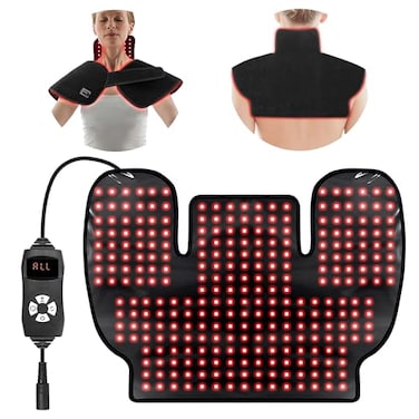Red Infrared Light Neck Shoulder: Heating Red Light Therapy Device for Body Upper Back, 660nm&amp;850nm Dual-chip LED Wearable Wrap Pad Pain Relief Muscle Relaxing for Women Men at Home