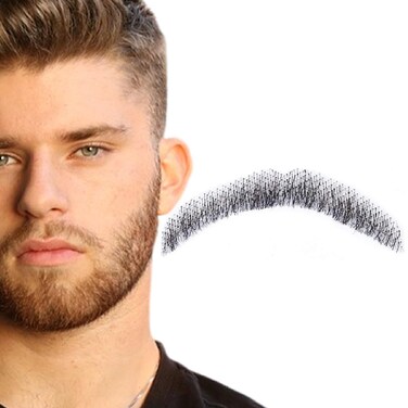 Fake Beard Real Lace Hands Tied Goatee Realistic Mustache For Adult False Beards for Halloween Dressing Entertainment Drama Party Movie Makeup (Black)