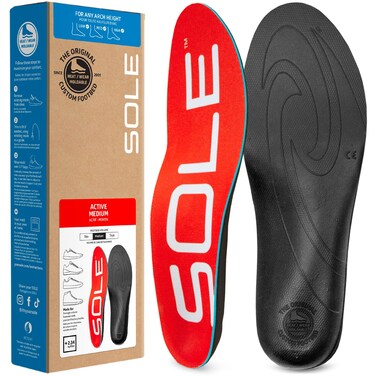 SOLE Active Medium - Plantar Fasciitis Relief Arch Support Insoles - Orthotic Shoe Inserts - Men's Size 13/Women's Size 15