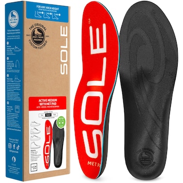 SOLE Active Medium Shoe Insoles with Metatarsal Pads - Men's Size 12/Women's Size 14 Red