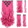 SYXLCYGG Dark Pink Hair Extensions Clip Hair Extension 18" Wavy Synthetic Hair Piece Women Cheap Natural Fluffy&amp;Not Tangled Girl colorful Full Head