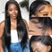 Straight Lace Front Wigs Human Hair Pre Plucked 13x4 HD Transparent Lace Frontal Wigs Human Hair Natural Hairline 220% Density Glueless Brazilian Virgin Human Hair Wigs for Women 18 Inch