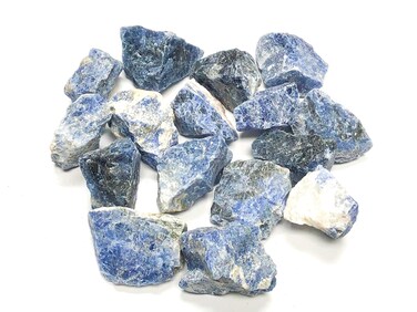 Crystal Collection: Natural Rough Sodalite Stones with Velvet Bag - Large 1" Pieces (1/2 Pound)
