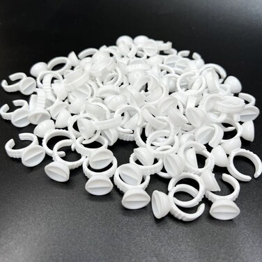 Pigment Rings - 100pcs2 Slot Lash Glue Holder Pallet, Disposable Plastic Nail Art Tattoo Pigment Ink Cups Caps Holders Glue Holder Eyelash Extension Rings Ring Holders Palette(Small Separated)