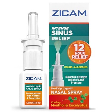 Zicam Intense Sinus Relief No-Drip Liquid Nasal Spray with Cooling Menthol &amp; Eucalyptus, 0.5 Ounce (Pack of 1)