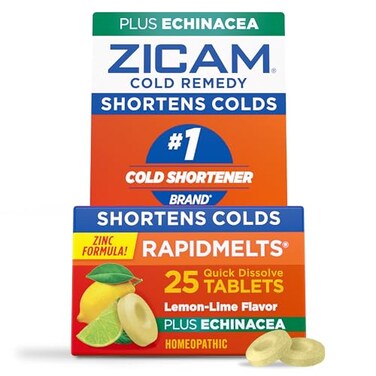 Zicam Zinc Cold Remedy RapidMelts Quick-Dissolve Tablets Lemon-Lime Flavor with Echinacea 25ct