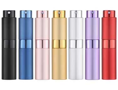 Tekson 7PCS 8ml Travel Perfume Atomizer Refillable, Mini Cologne Spray Bottle Empty, Small Aftershave Sprayer for Liquid Dispenser (Seven Colors)