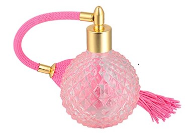 100ML Vintage Crystal Glass Perfume Bottle Spray Atomizer Refillable Purple Pineapple Pattern Design Sprayer. (Pink)