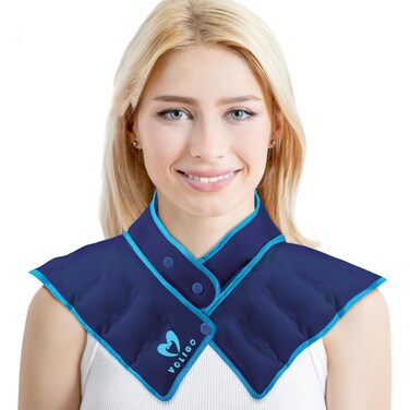 Neck Shoulder Heating Neck Wrap Microwave Heating Pad, Hot and Humid Back Pain Relief Hot Compress, Adjustable Microwave Neck Heater (NSF-Blue)