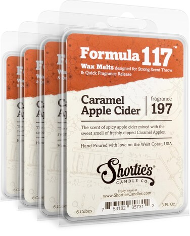Shortie's Candle Company Caramel Apple Cider Wax Melts Bulk Pack - Formula 117-4 Highly Scented 3 Oz. Bars (12 Oz. Total) - Made with Natural Oils - Bakery &amp; Food Air Freshener Cubes Collection
