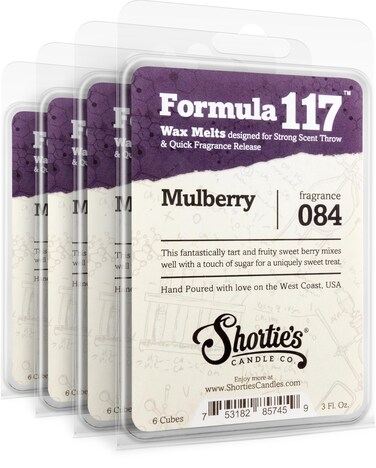 Shortie's Candle Company Mulberry Wax Melts Bulk Pack - Formula 117-4 Highly Scented 3 Oz. Bars (12 Oz. Total) - Made with Natural Oils - Christmas &amp; Holiday Air Freshener Cubes Collection
