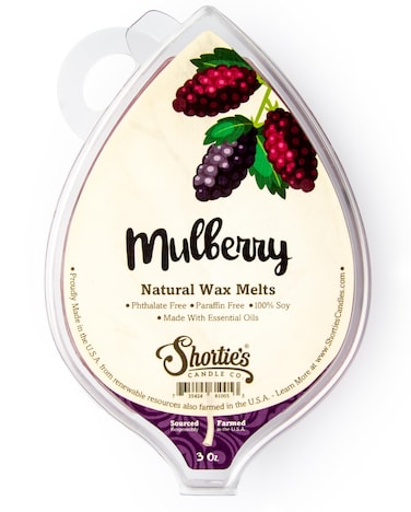 Shortie's Candle Company Mulberry Natural Soy Soy Wax Melts - 1 Highly Scented 3 Oz. Bar - Made with 100% Soy and Essential Fragrance Oils - Phthalate &amp; Paraffin Free, Vegan, Non-Toxic