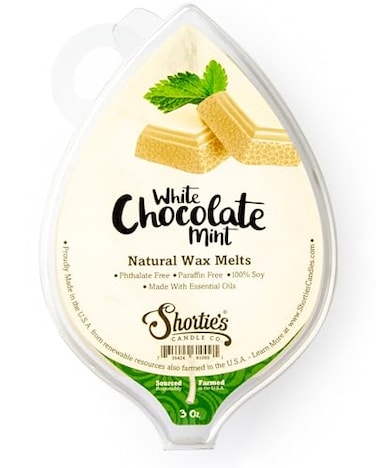 Shortie's Candle Company White Chocolate Mint Natural Soy Wax Melts - 1 Highly Scented 3 Oz. Bar - Made with 100% Soy and Essential Fragrance Oils - Phthalate &amp; Paraffin Free, Vegan, Non-Toxic