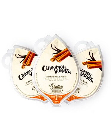 Shortie's Candle Company Cinnamon Vanilla Natural Soy Wax Melts 3 Pack - 3 Highly Scented 3 Oz. Bars - Made with 100% Soy and Natural Fragrance Oils - Phthalate &amp; Paraffin Free, Vegan, Non-Toxic