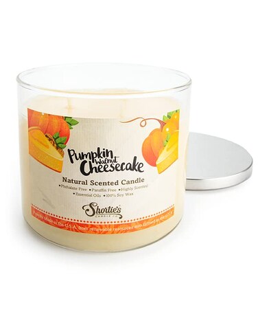 Pumpkin Walnut Cheesecake Highly Scented Natural 3 Wick Candle, Essential Fragrance Oils, 100% Soy, Phthalate &amp; Paraben Free, Clean Burning, 14.5 Oz.