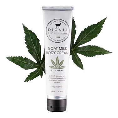 Dionis Goat Milk Skincare 3.3 oz Unscented Hemp Body Cream - Travel Size Hand Lotion For Hydrating &amp; Moisturizing Dry Skin - Made In The USA - Cruelty Free &amp; Paraben Free